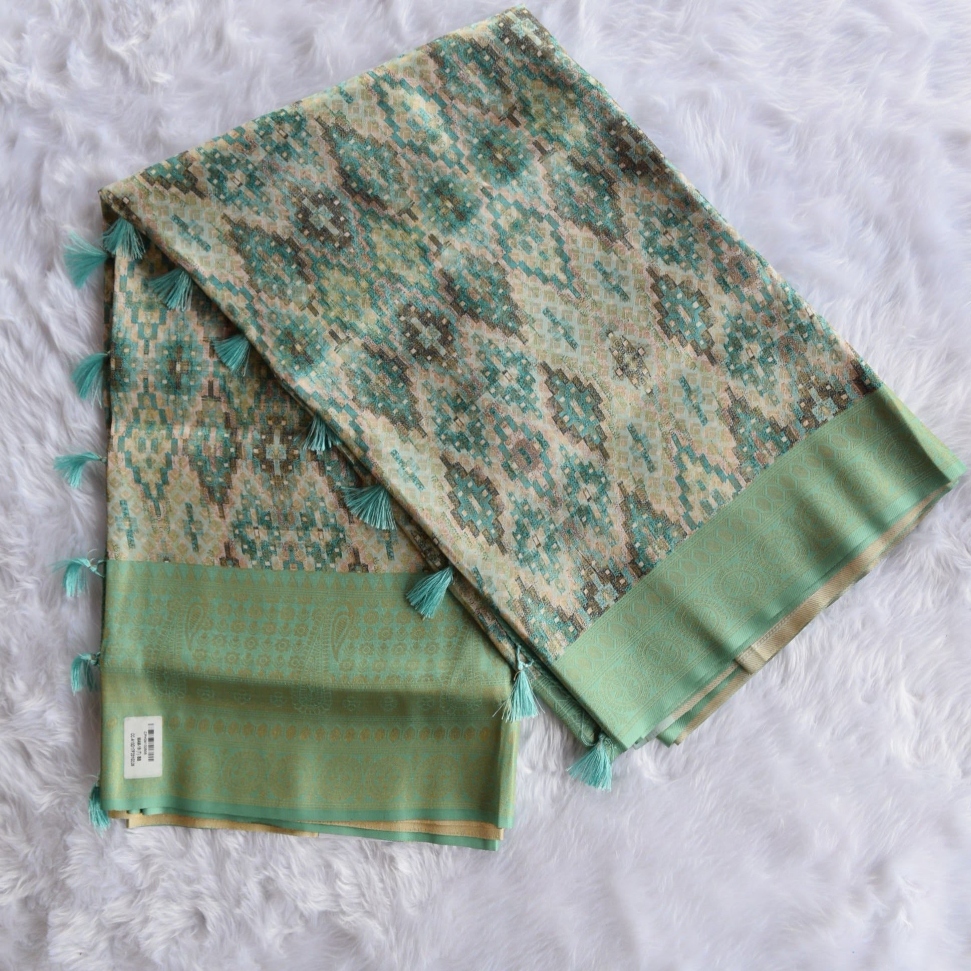 Tissue Silk Saree Green Pattern